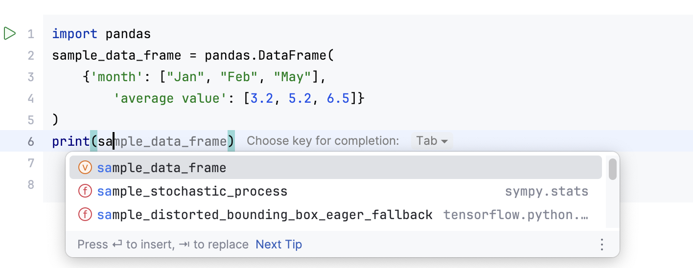 Class variable completion