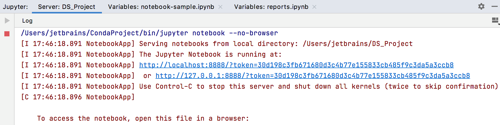 Jupyter server is running. Jupyter tool window Jupyter server is running. Jupyter tool window
