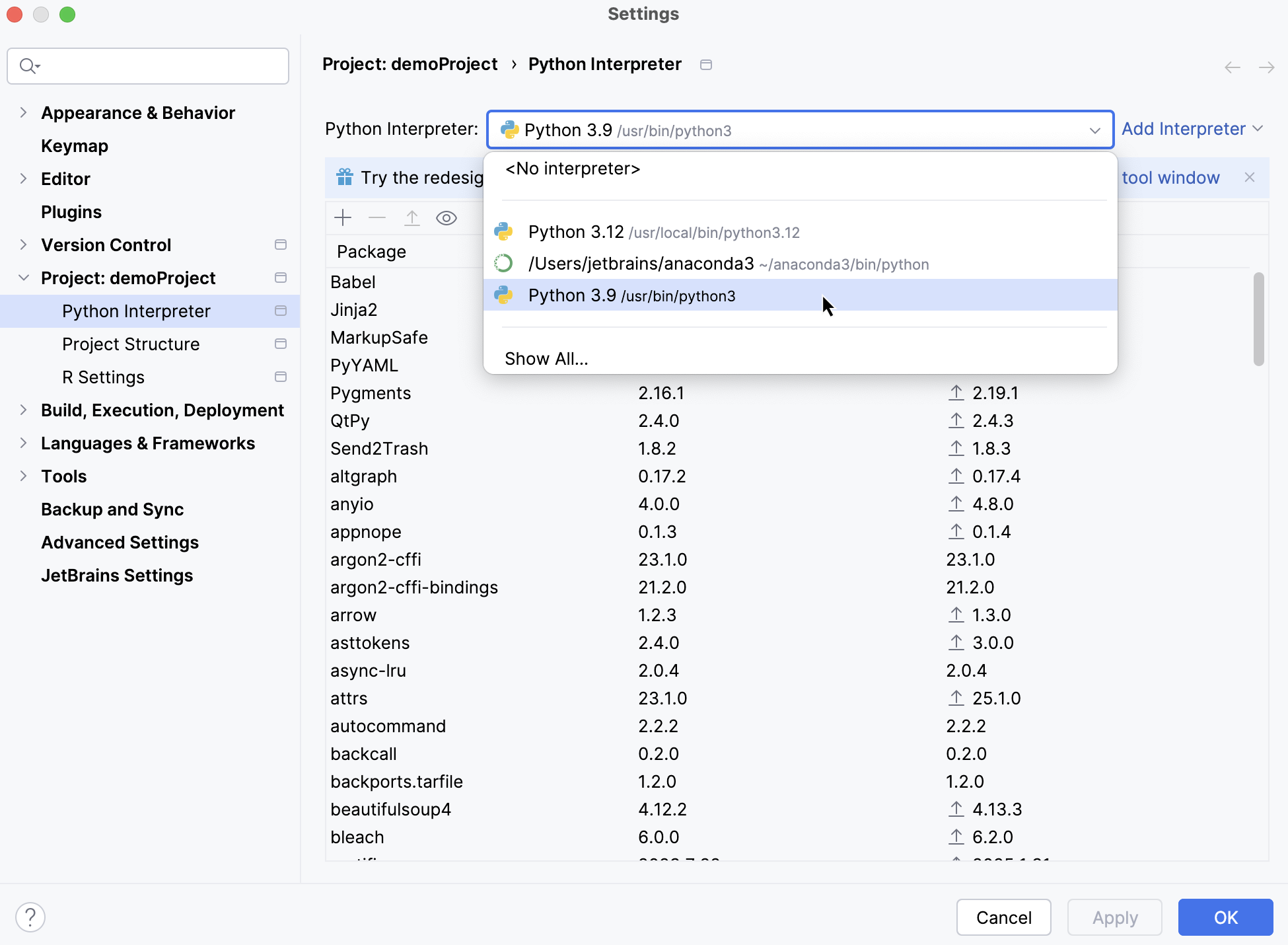 Configured interpreters