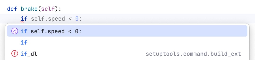 Full Line completion suggestions in completion list