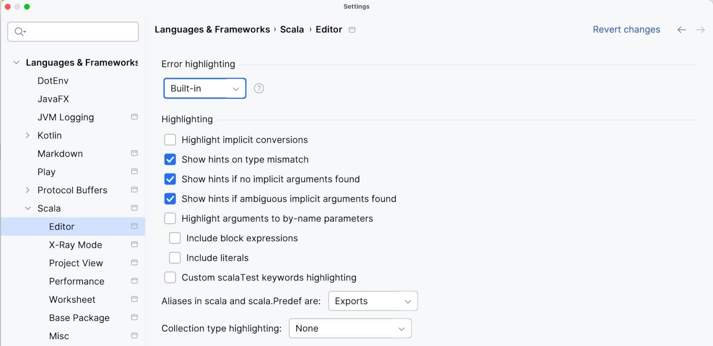 Error highlighting modes