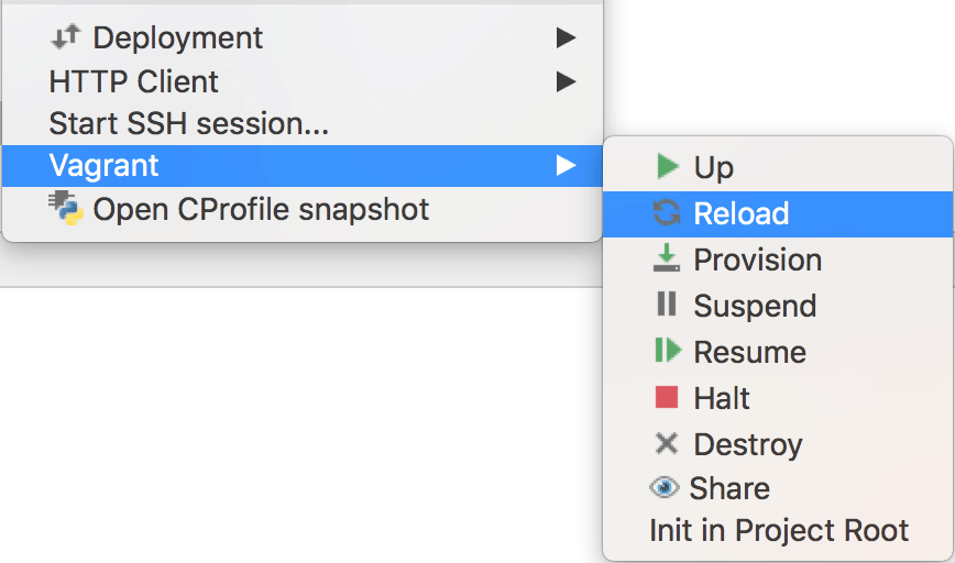 Reload vagrant