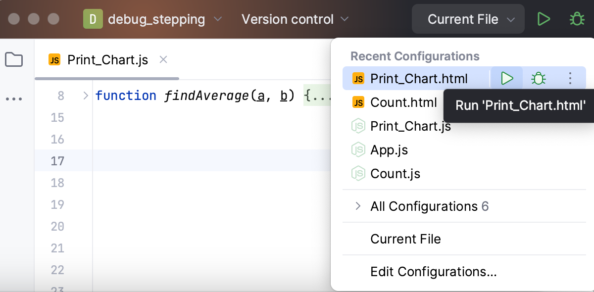 Permanent and temporary configurations have different icons