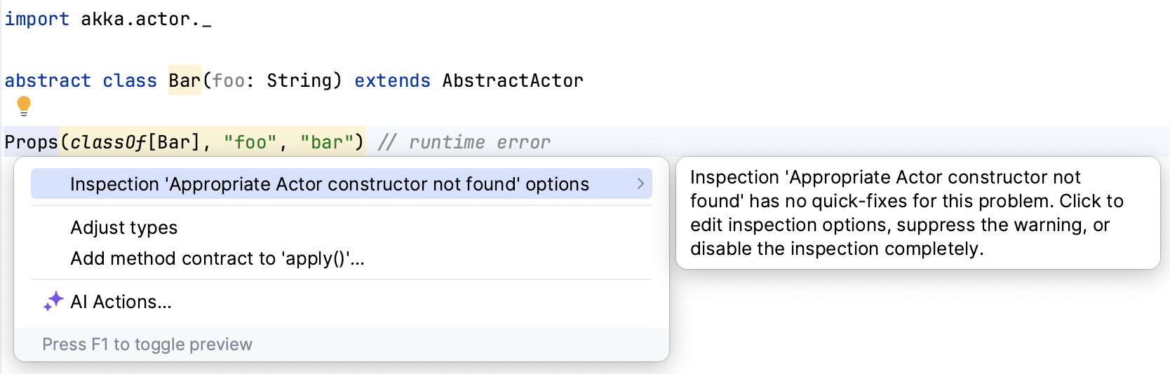 未找到 Actor 构造函数