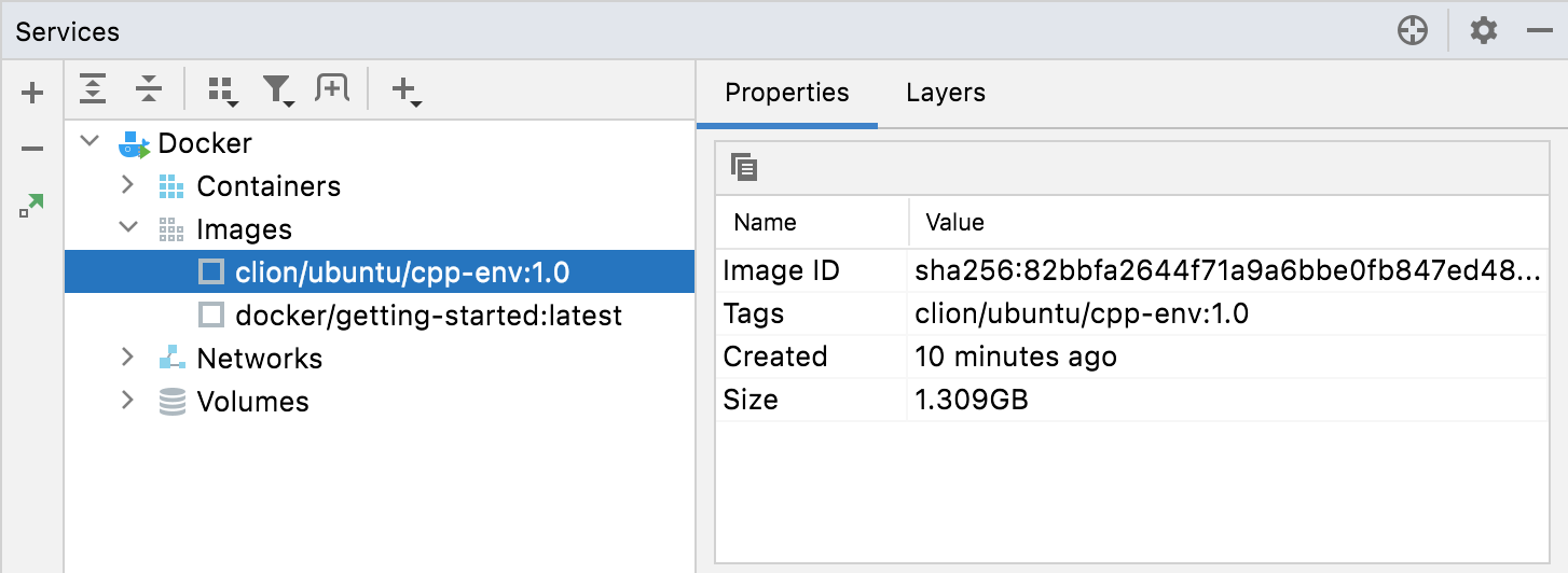 Docker 服务工具窗口