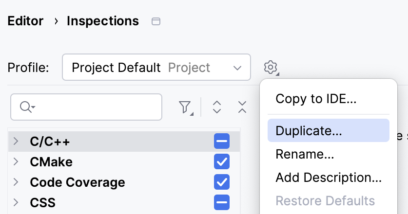 创建新的检查配置文件