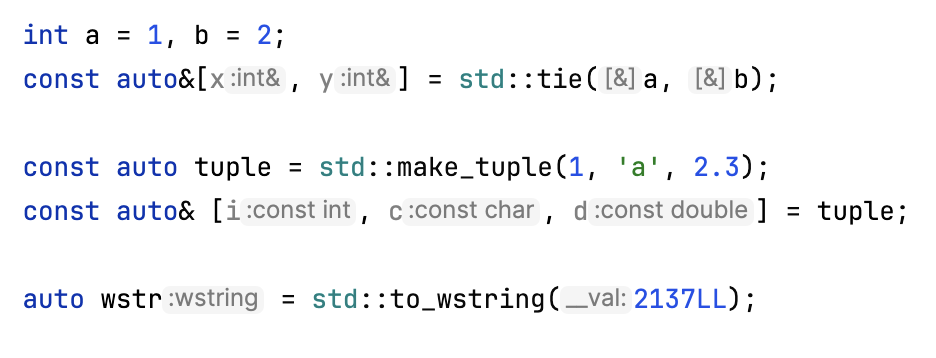 结构化绑定的类型名称提示 结构化绑定的类型名称提示