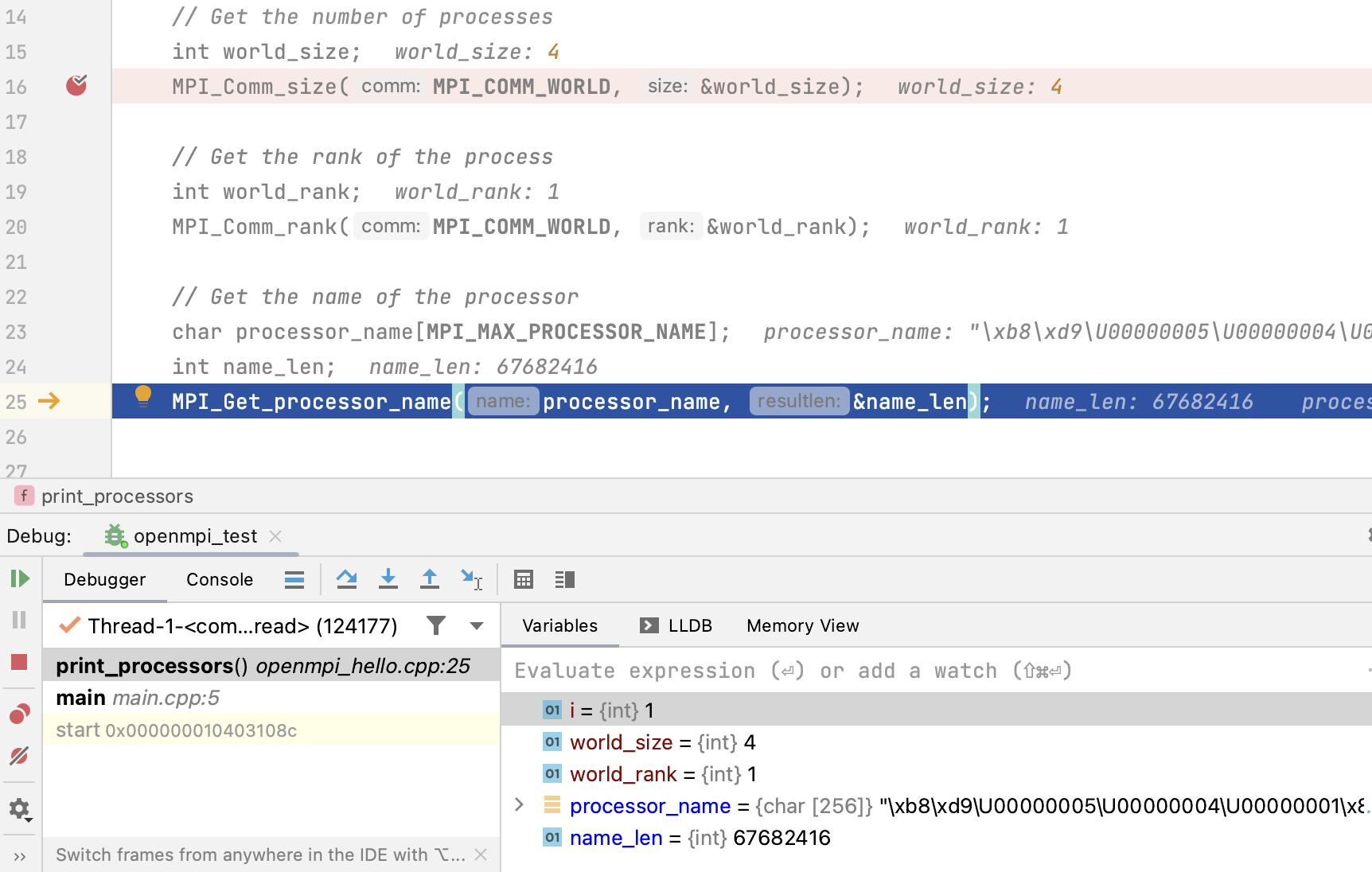 使用附加调试器逐步执行程序