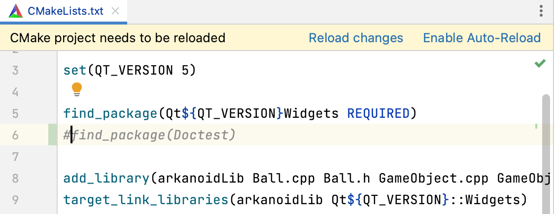 CMake 重新加载选项
