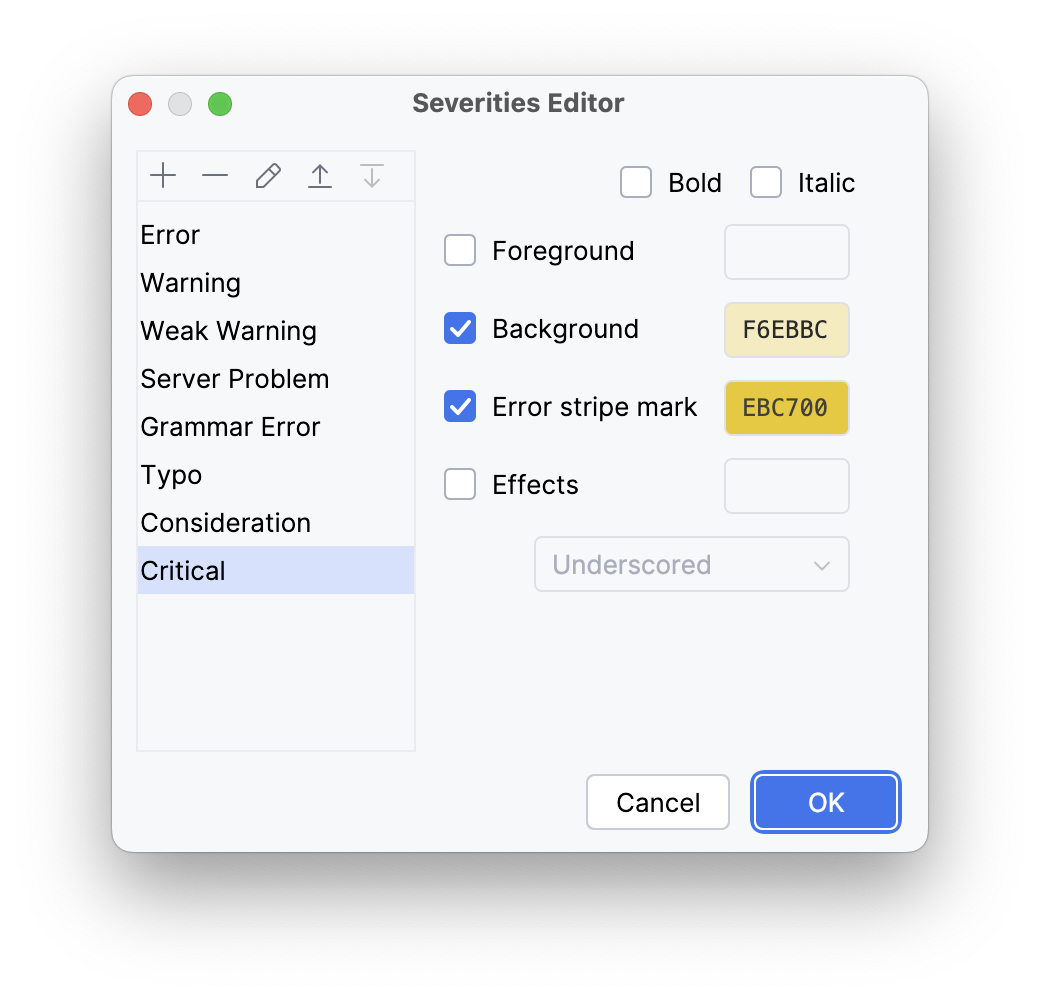 创建新的严重性 创建新的严重性