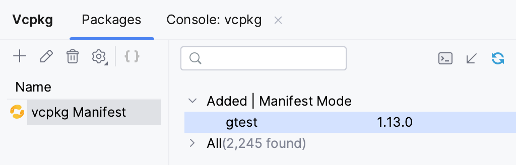 添加到 vcpk.json 的包