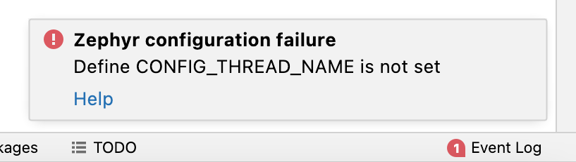 缺少 Zephyr 配置参数