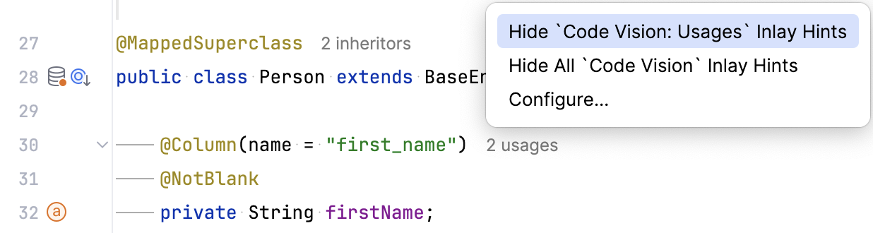 在编辑器中禁用内嵌提示