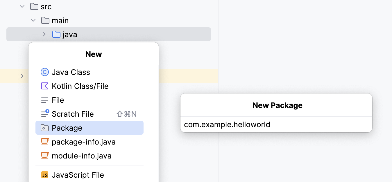 创建新的 Java 包