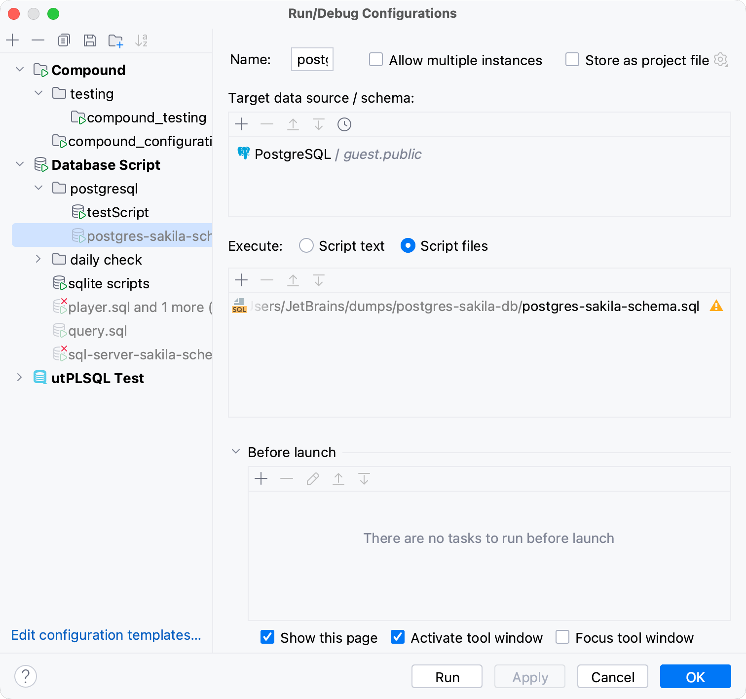 Run/debug configurations | DataGrip Documentation