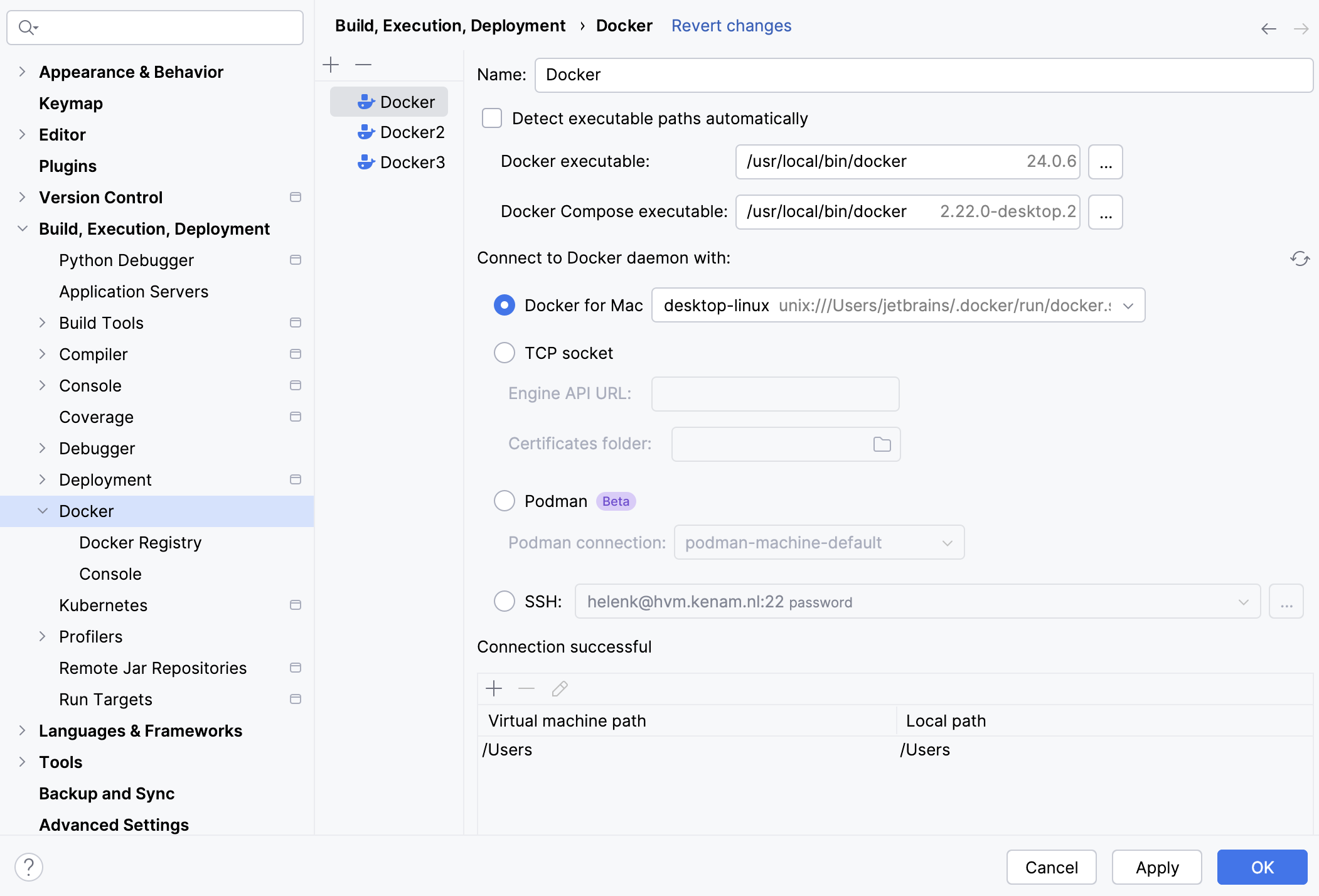 Docker 连接设置页面 Docker 连接设置页面