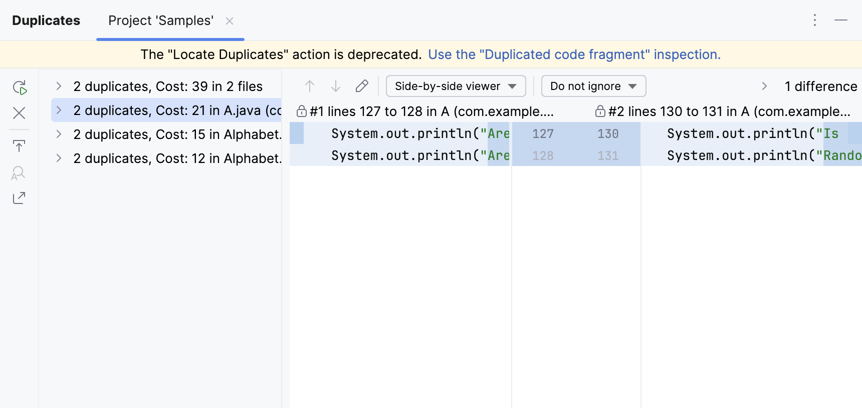 重复项工具窗口