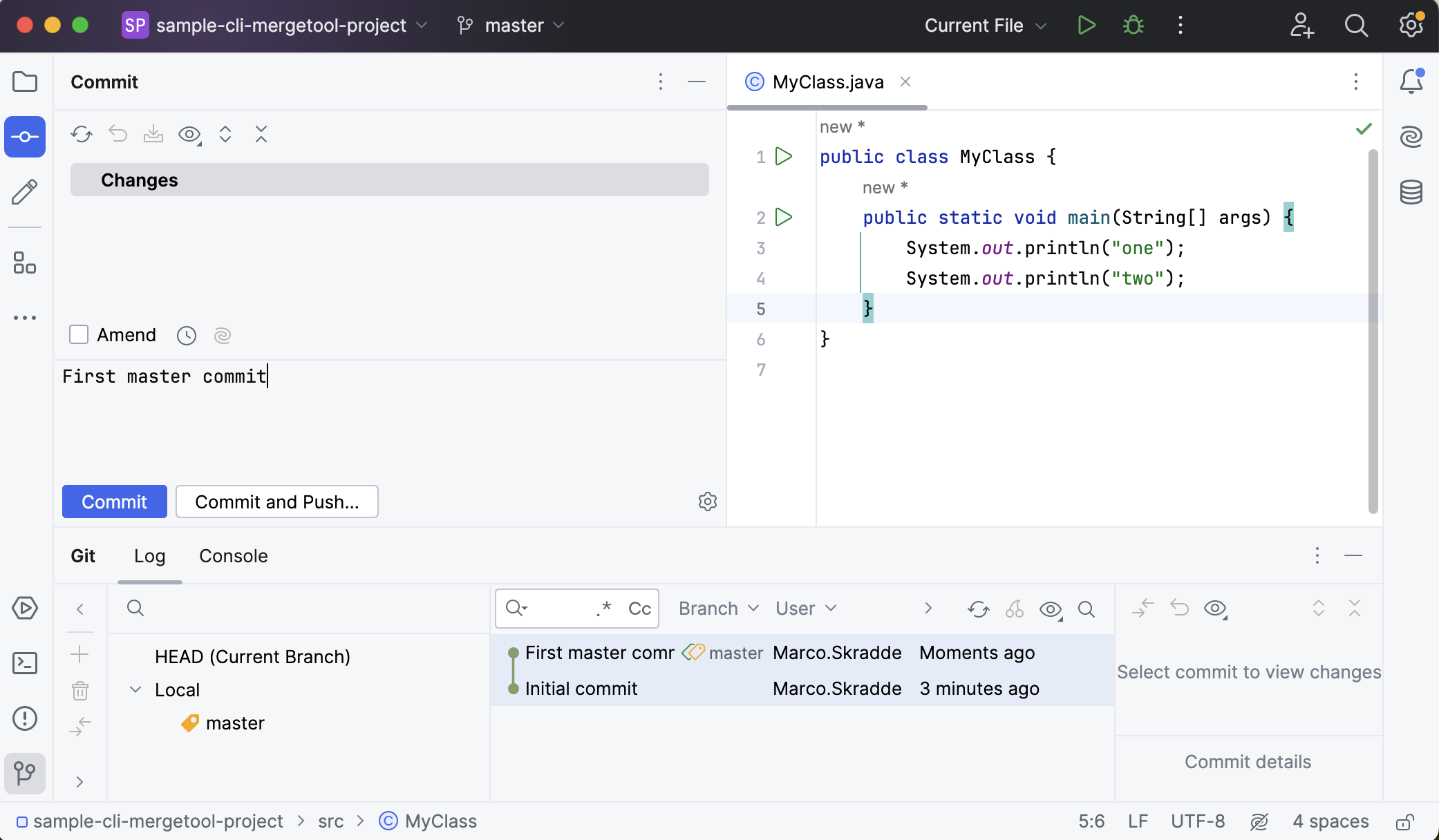 第一次提交到 Master 分支。