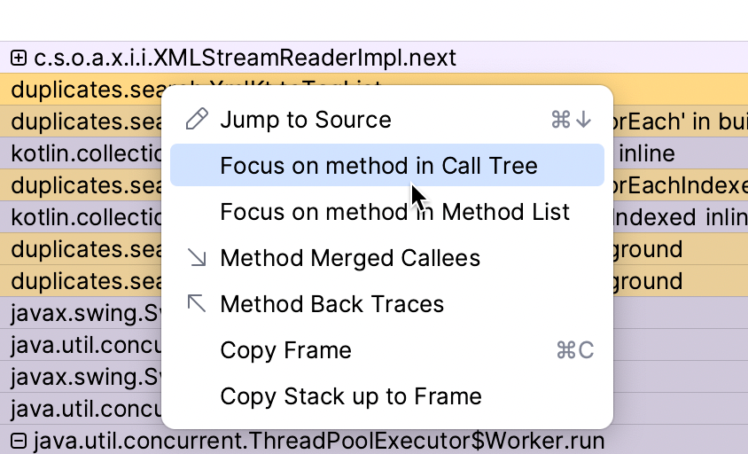 在 Profiler 工具窗口中跳转标签