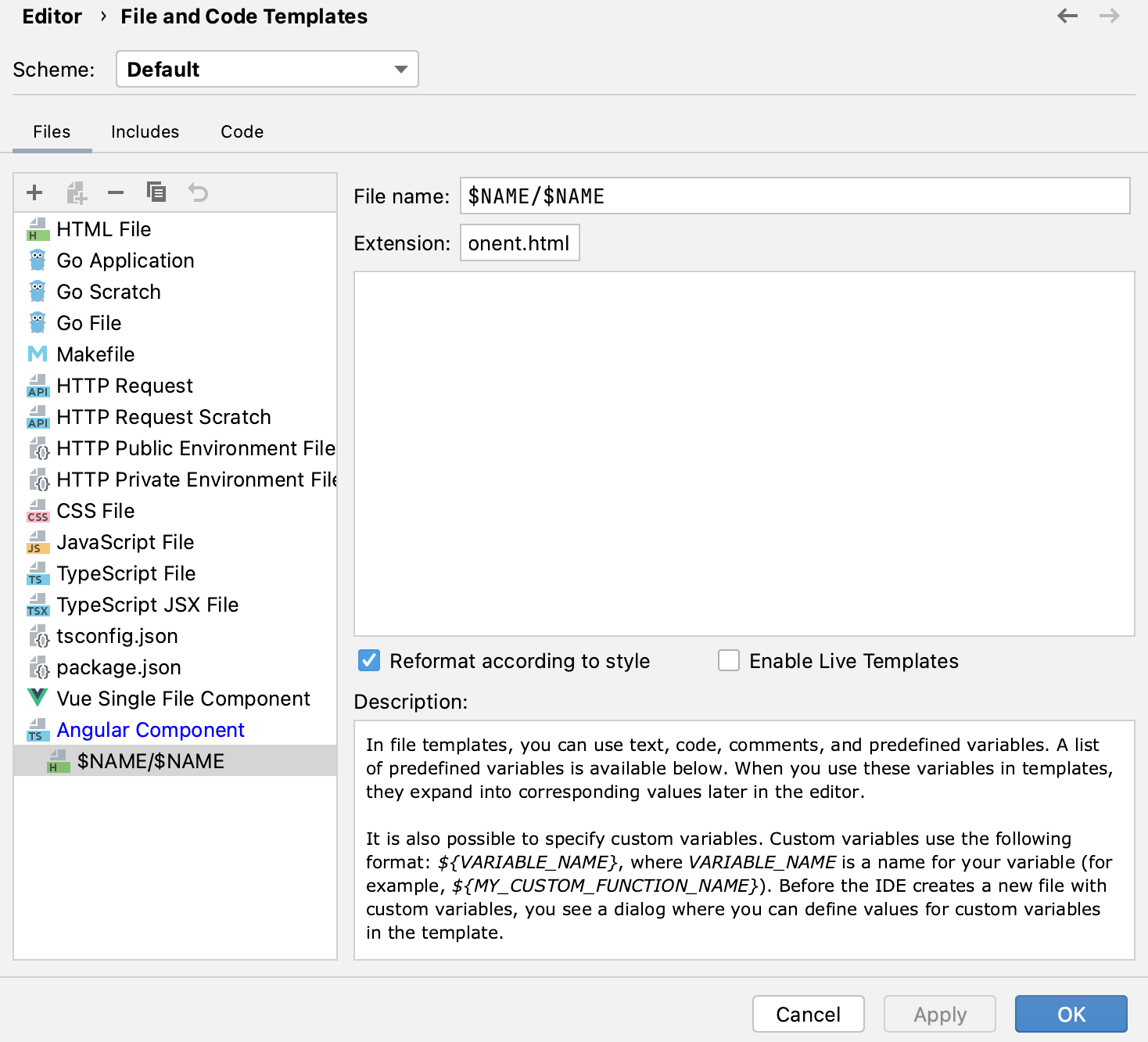 创建子模板：component.html