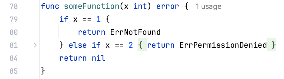 Code folding options: Single-line return statements Code folding options: Single-line return statements