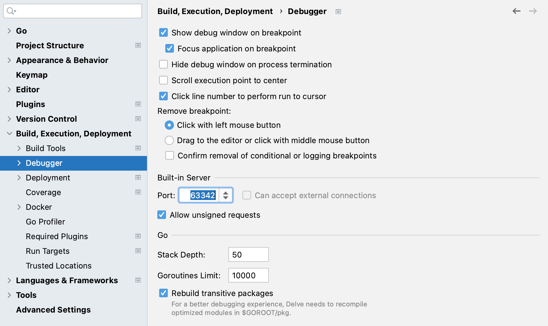 Built-in server port Built-in server port