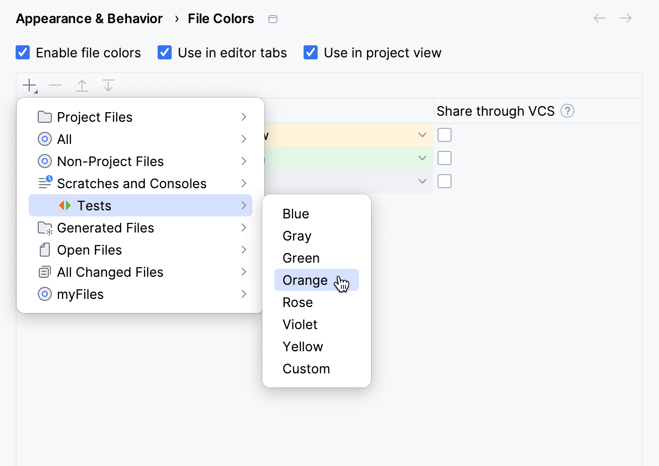Selecting a color for a custom scope Selecting a color for a custom scope