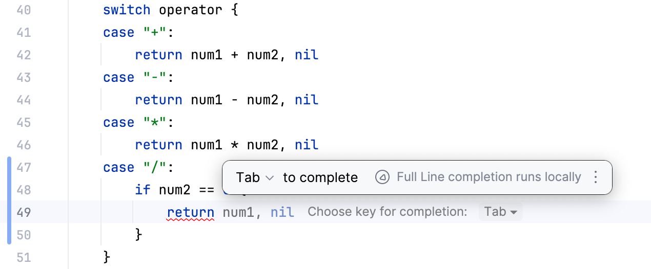 Full line completion Full line completion