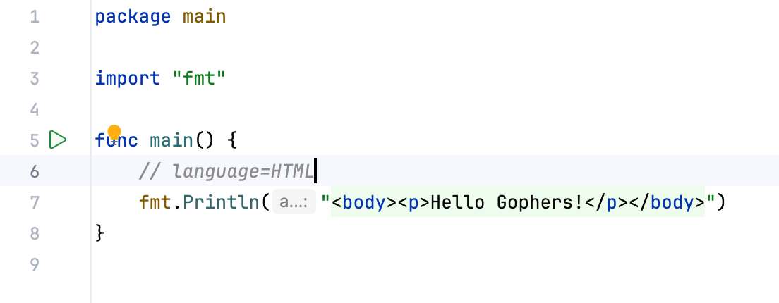 Use language injection comments Use language injection comments