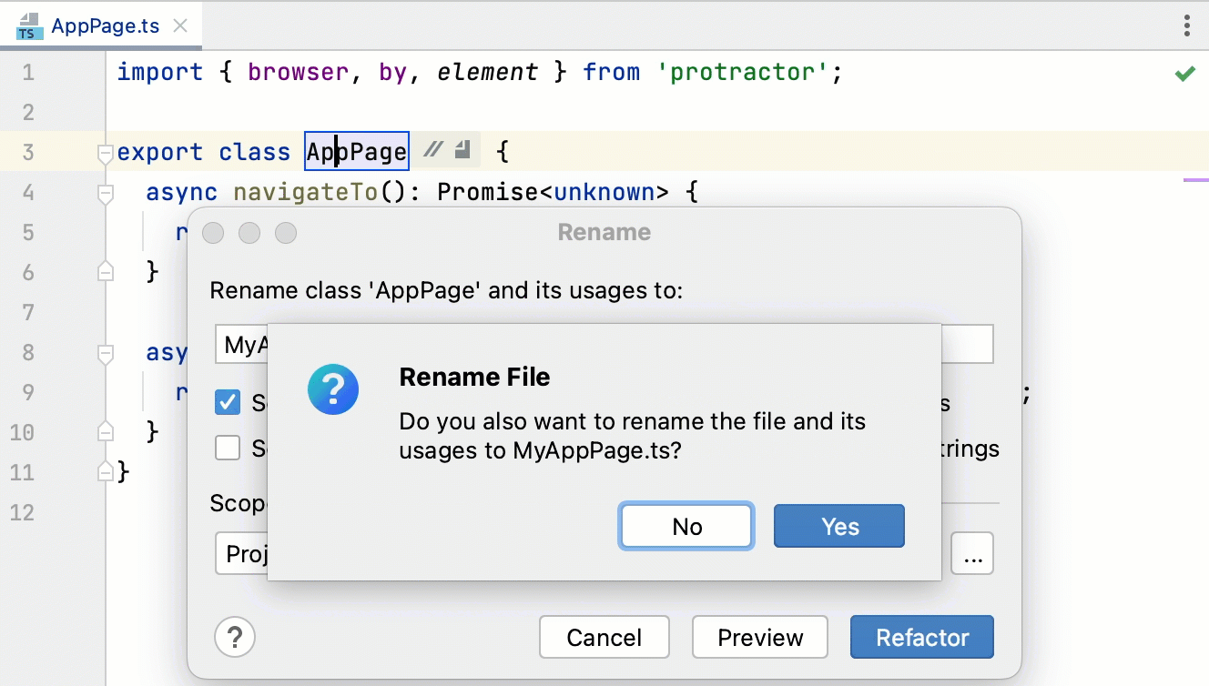 重命名类和文件