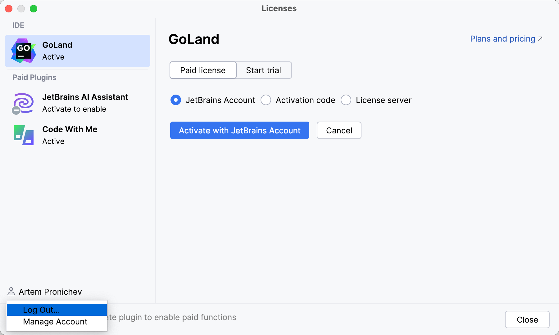 Logging out to change the active user Logging out to change the active user