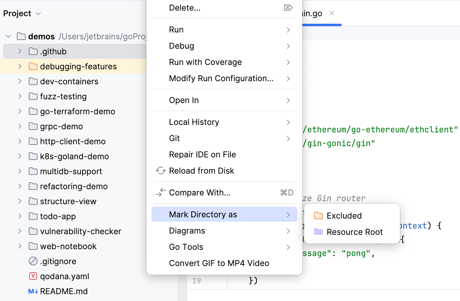 Mark directories in the Project tool window Mark directories in the Project tool window