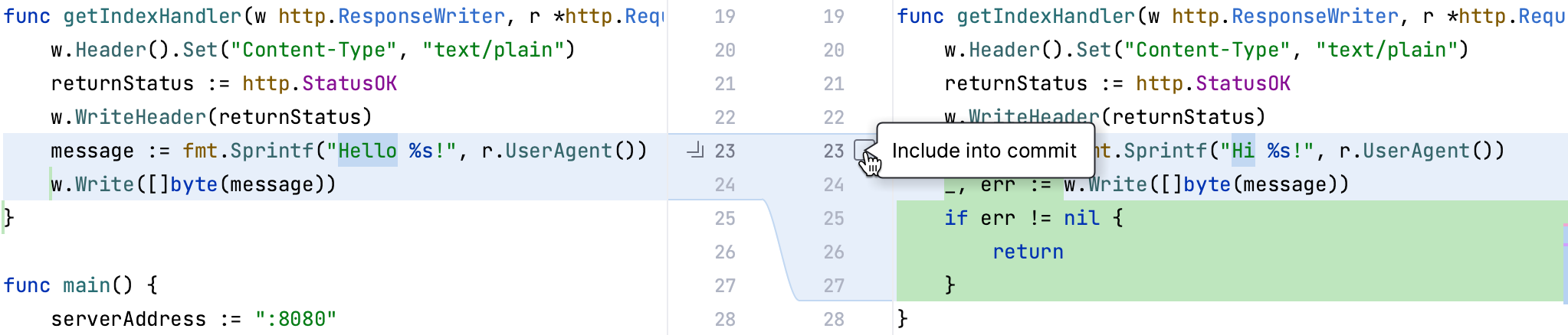 GoLand: Partial commit dialog GoLand: Partial commit dialog