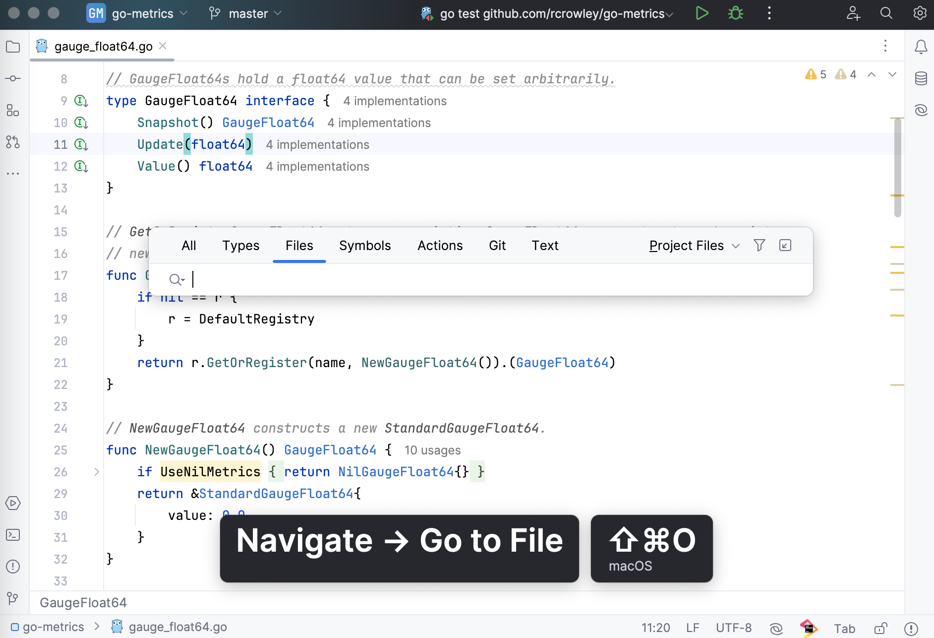 The Presentation Assistant displays the Find in Files command in the IDE. The Presentation Assistant displays the Find in Files command in the IDE.