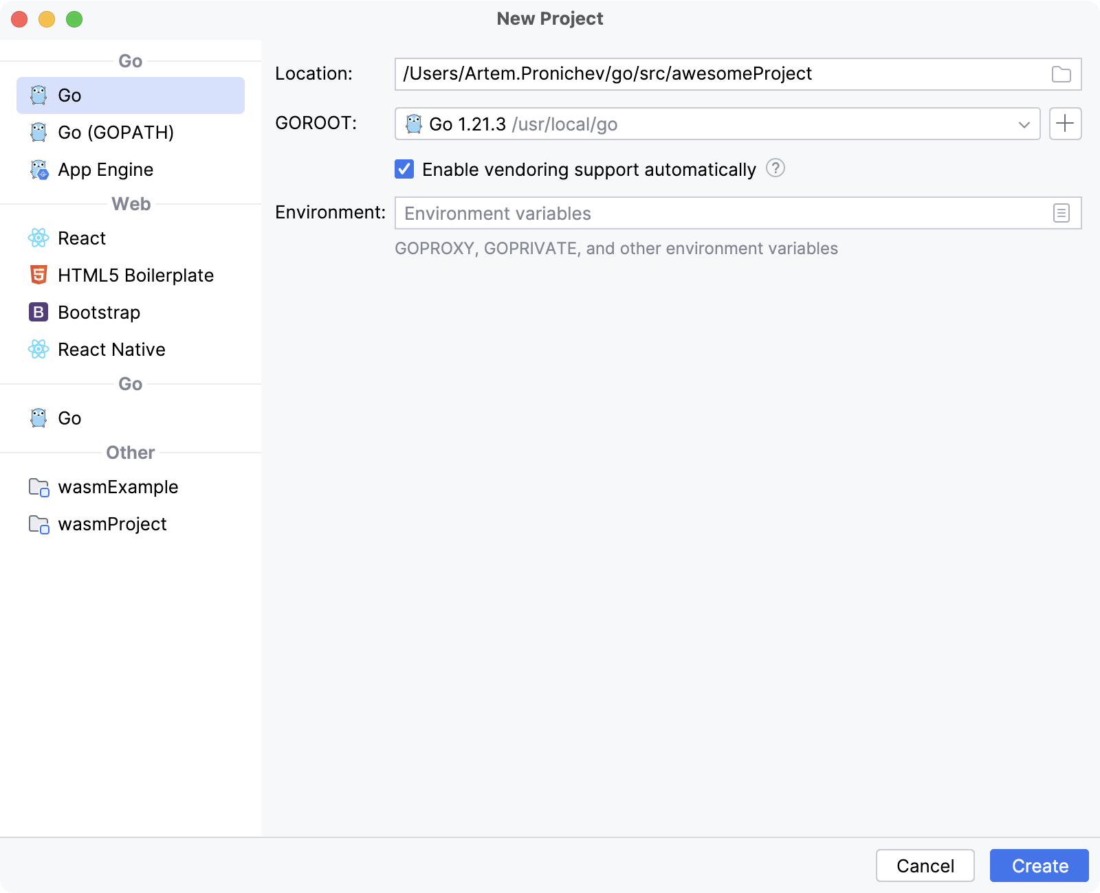 Creating a project from a custom template Creating a project from a custom template