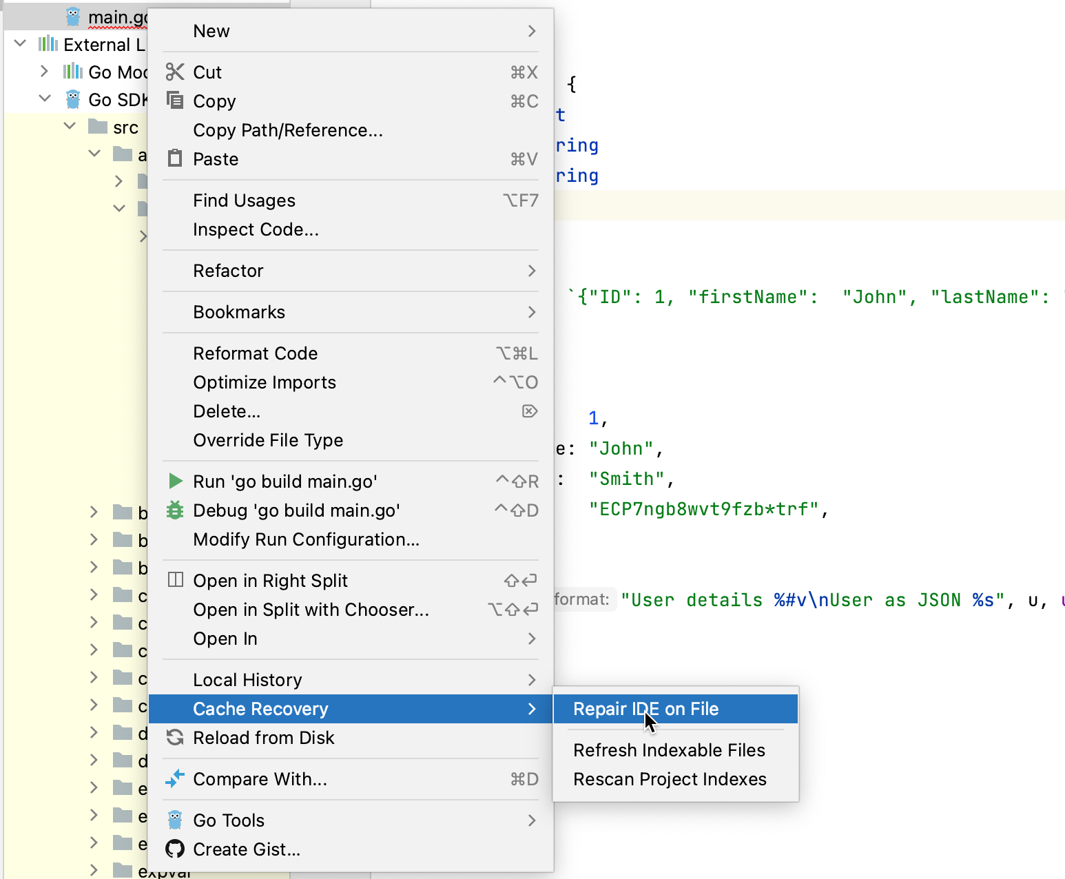 Repair IDE on File Repair IDE on File