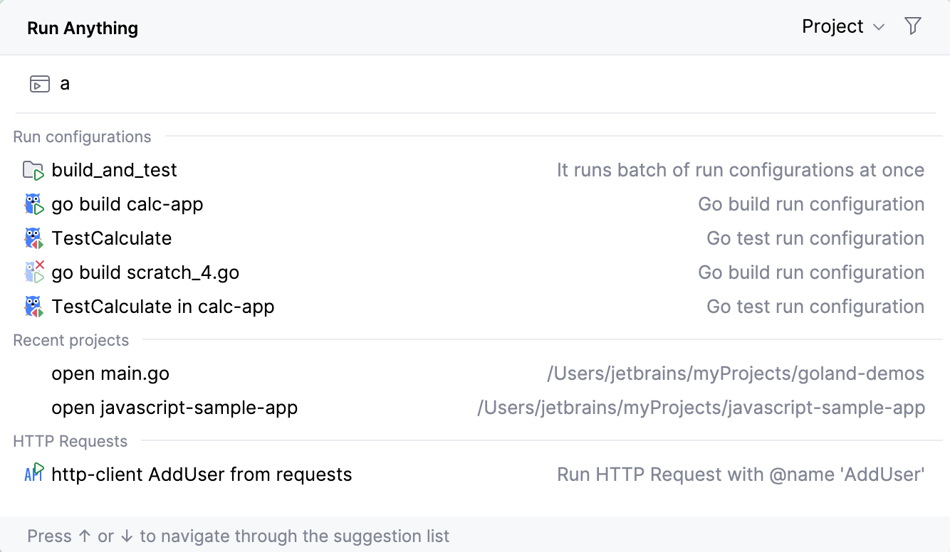 The Run Anything popup The Run Anything popup
