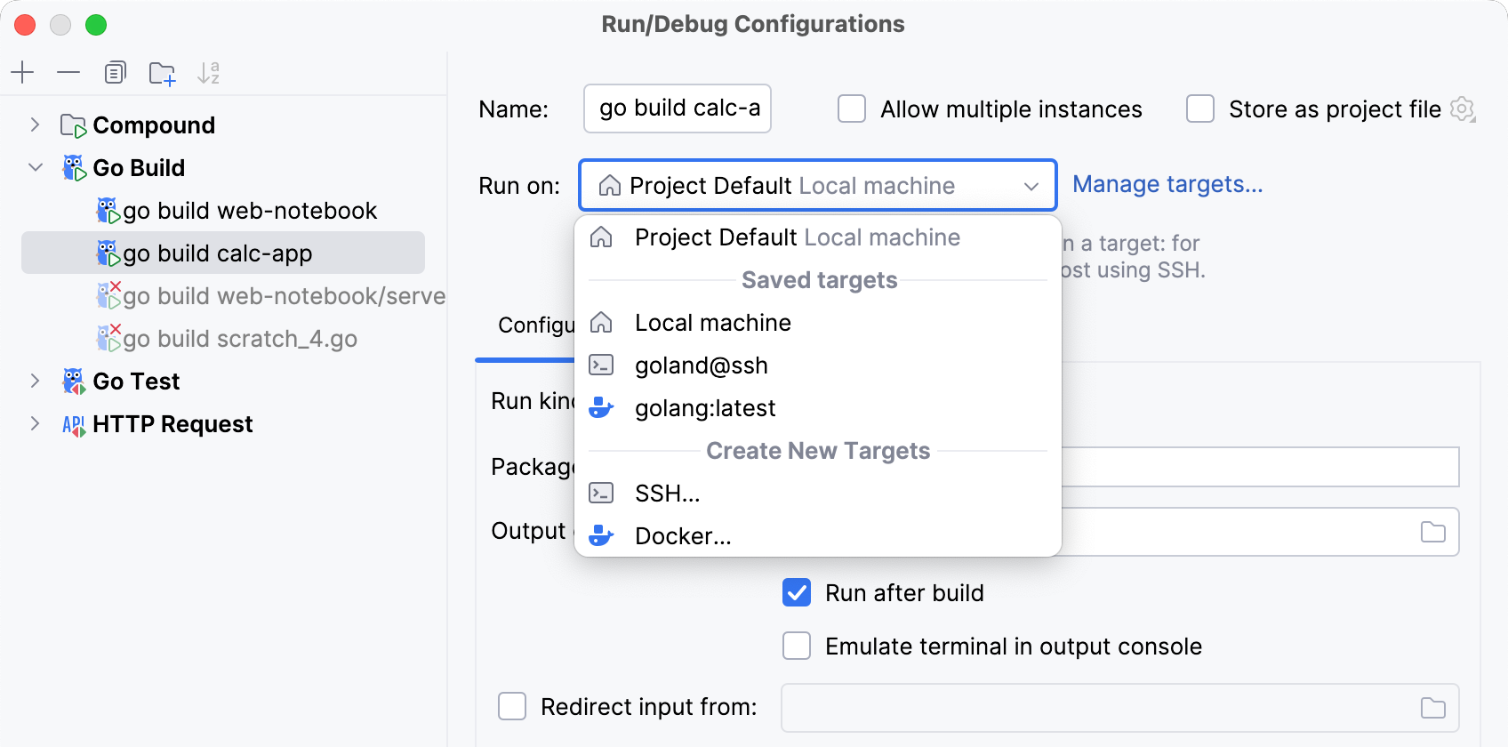 Create a run/debug configuration Create a run/debug configuration