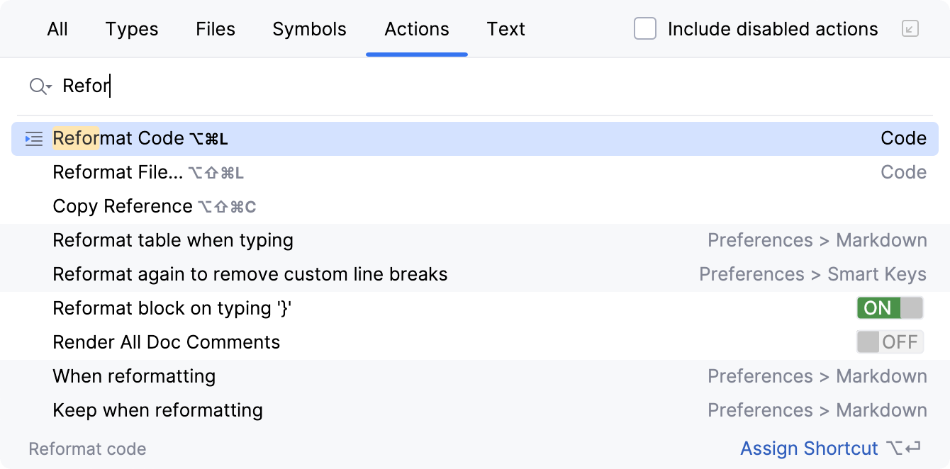 Search for push action Search for push action