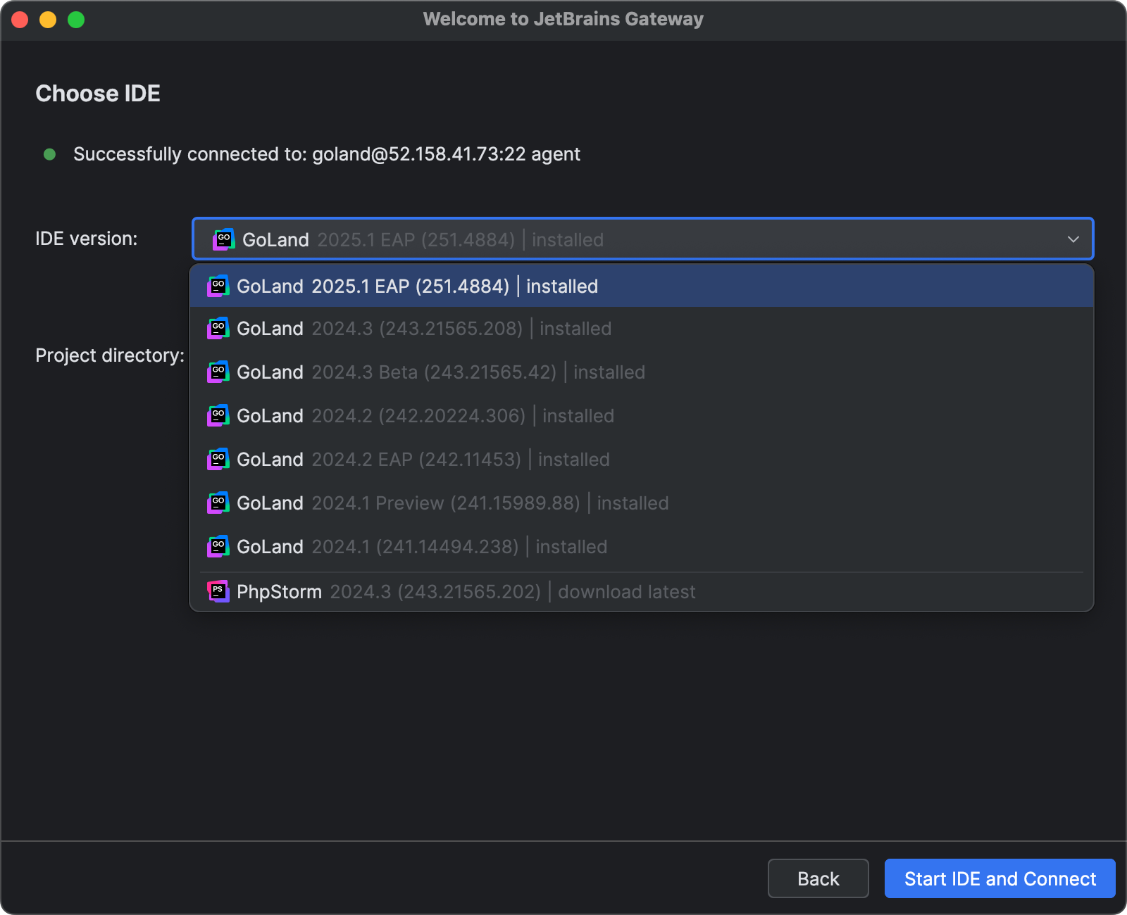 Select the IDE version Select the IDE version