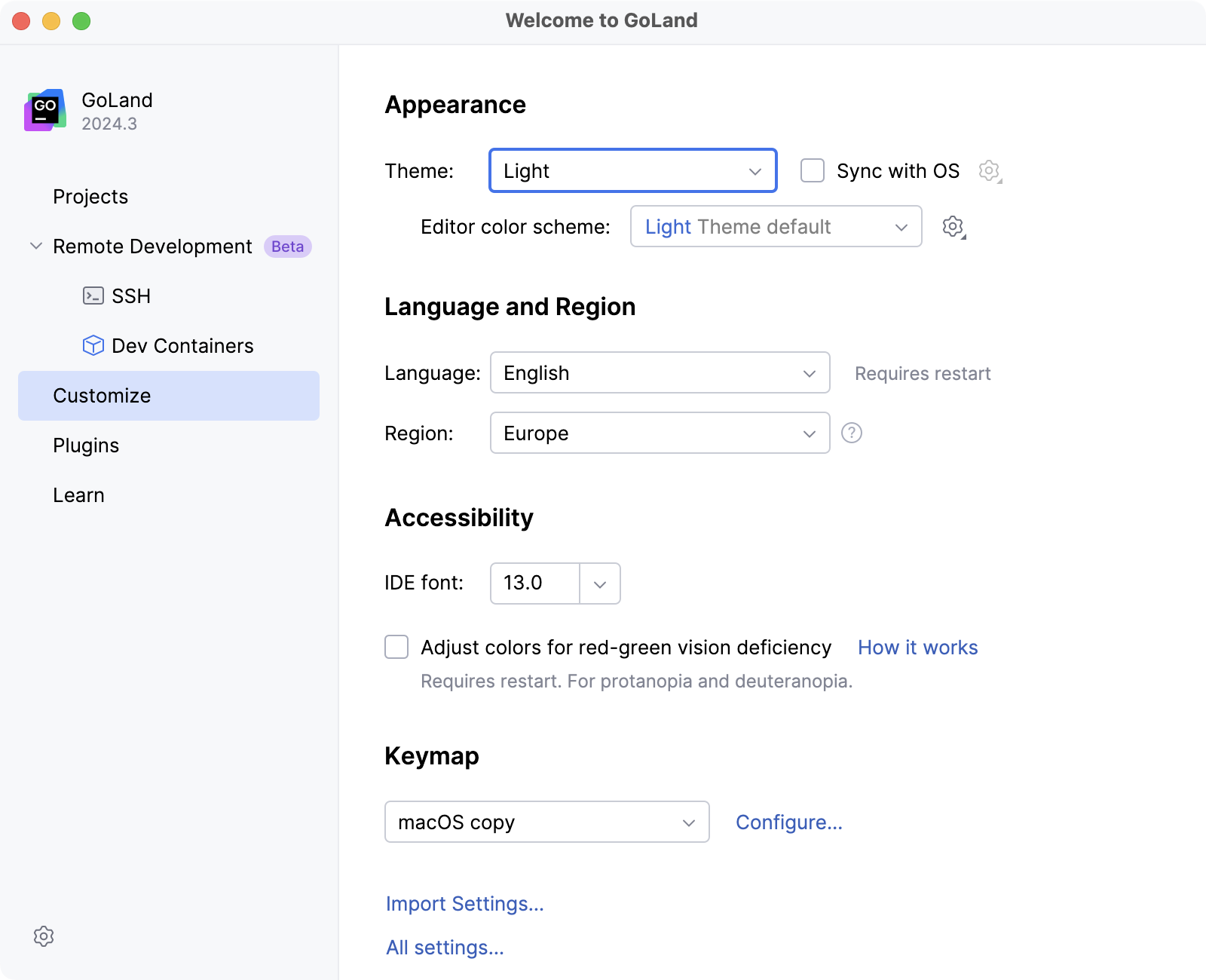 Select the UI theme Select the UI theme