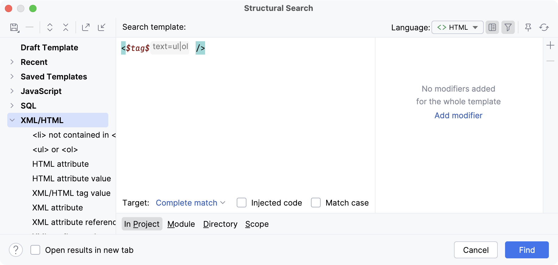 Existing search templates for HTML Existing search templates for HTML