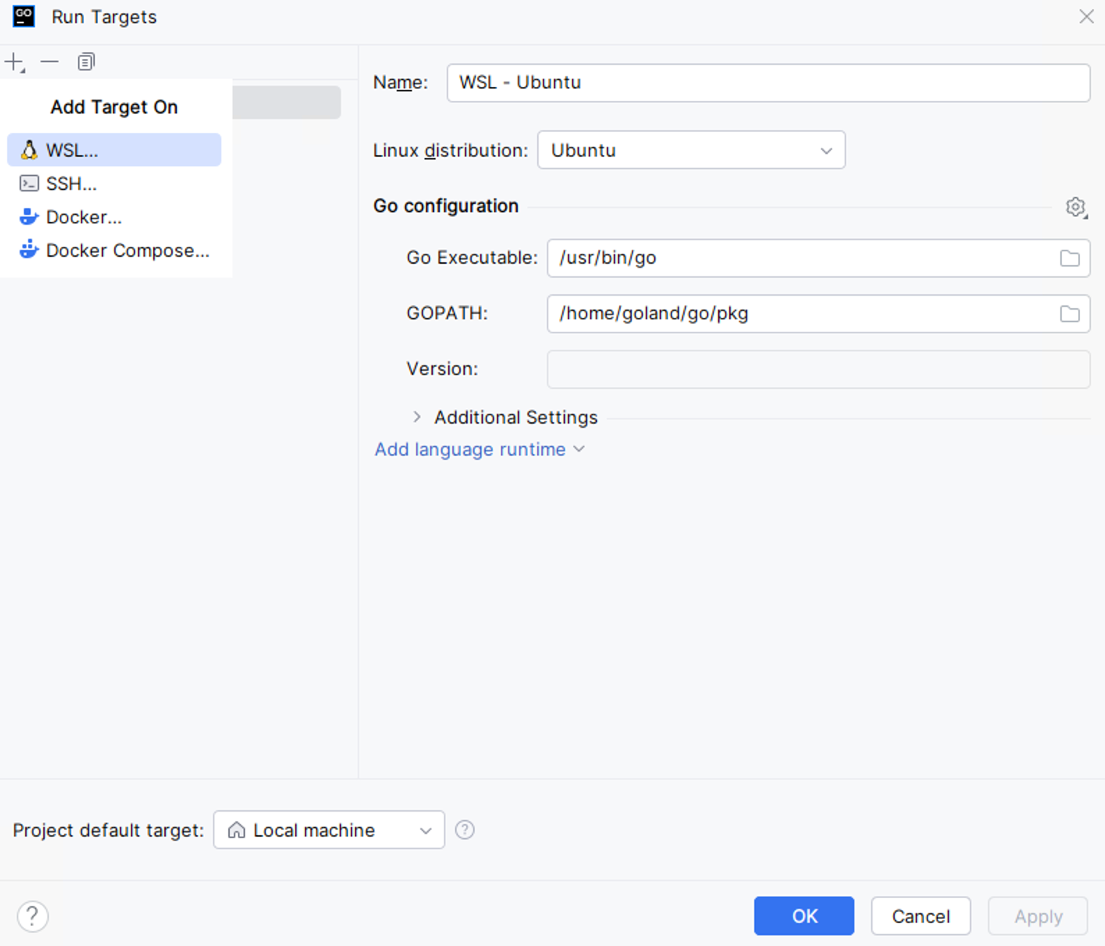 Run tool window: WSL output Run tool window: WSL output