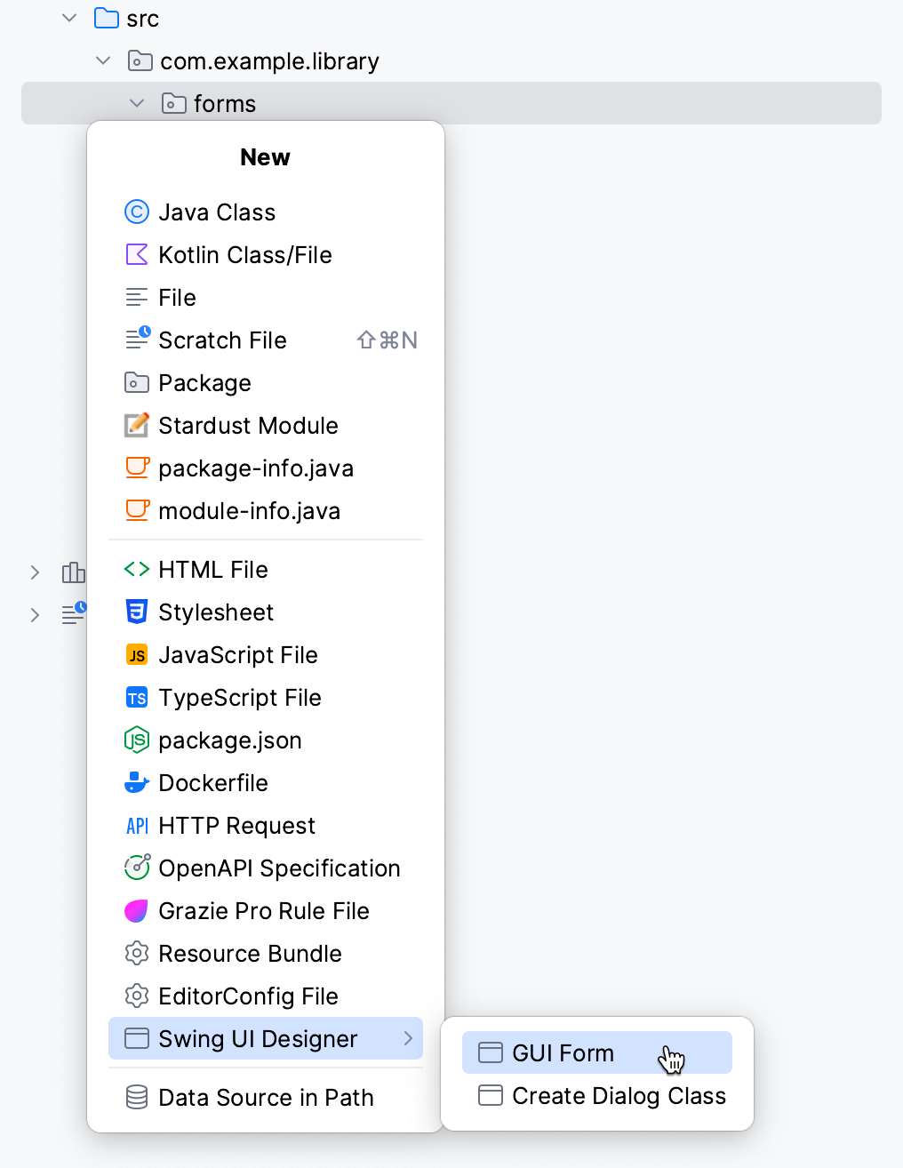 创建新的 GUI 表单 创建新的 GUI 表单