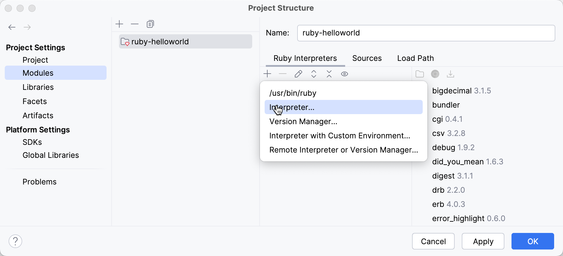 新建本地解释器