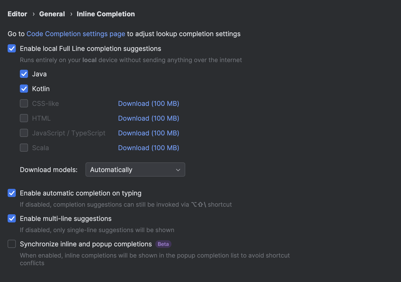 Full Line code completion | IntelliJ IDEA Documentation