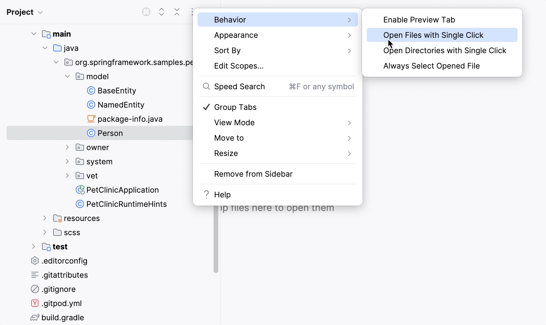 点击打开文件选项