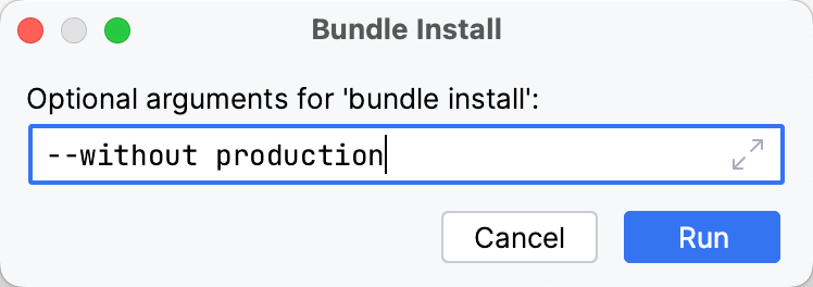 Bundle Install 对话框