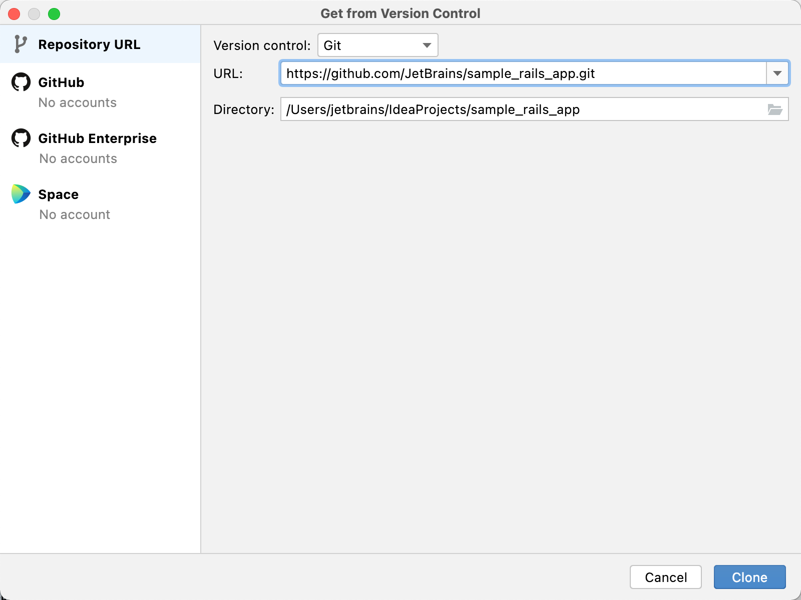 从版本控制获取对话框