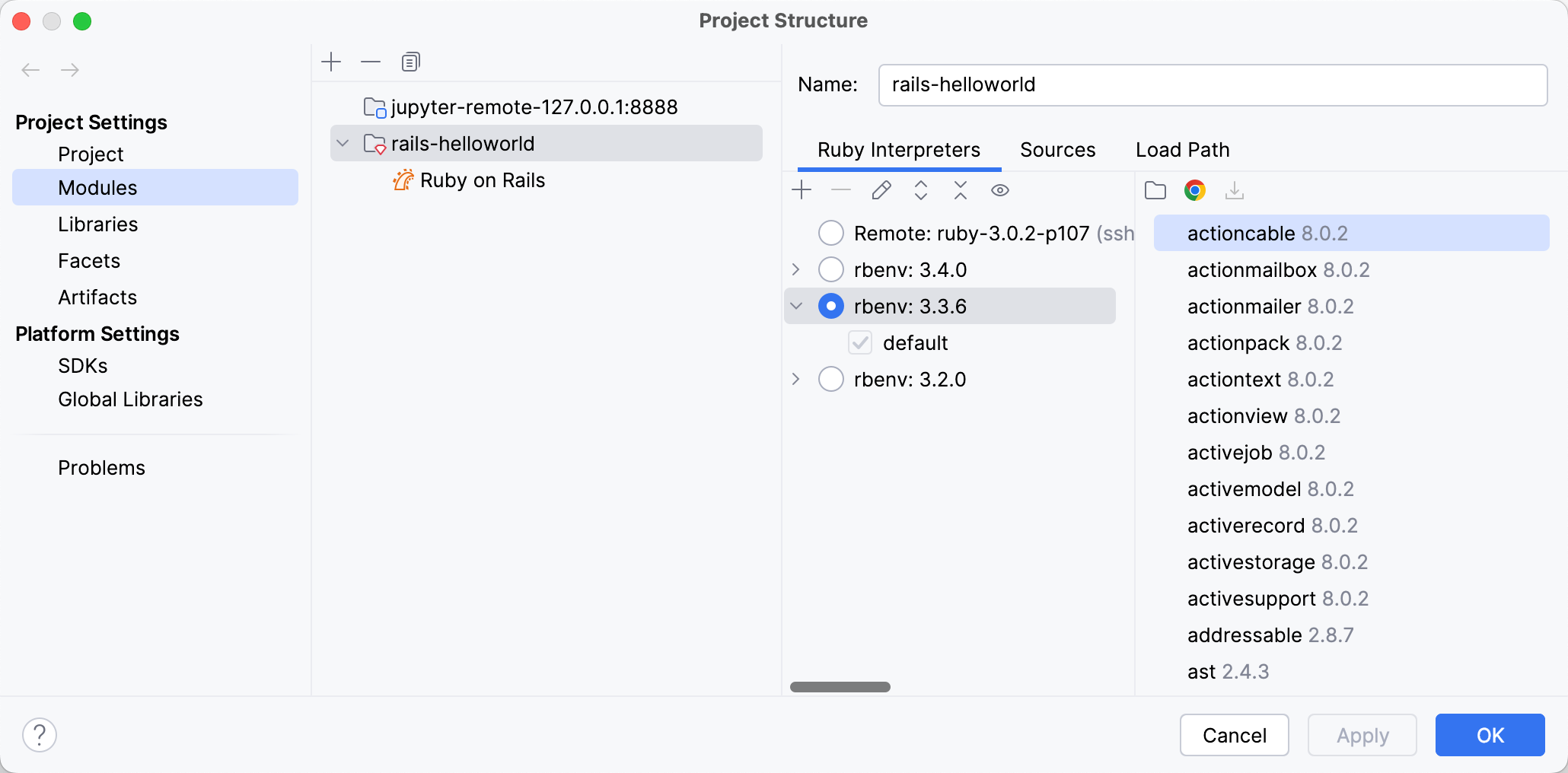 项目结构对话框 / 模块页面